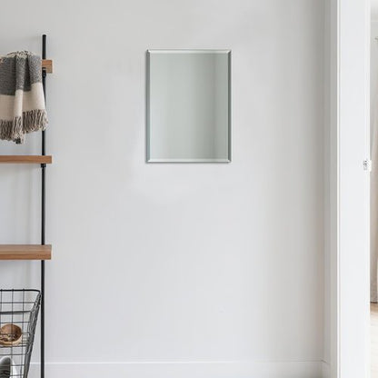 Beveled Bathroom Mirror for Wall, Rectangle Frameless Wall Mirror 16" x 12" Inch for Vanity Living Room Entryway Bedroom