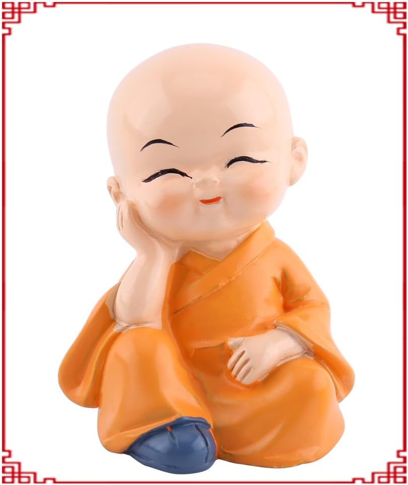 Hztyyier 4Pcs Monks Figurine, Cute Kongfu Monks Car Interior Display Decoration, Dashboard Ornament Home Decor