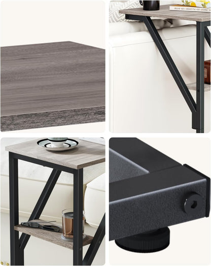 NEFROM ET-D-GY1 C-Shaped End Table, Small Couch Side Table, Sofa TV Tray Table for Living Room, Bedroom, Bedside