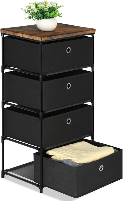 HAITRAL Fabric Storage Chest, 4 Drawer Clothes Organizer Unit for Closet, Easy Assembly Dresser for Bedroom, Hallway,