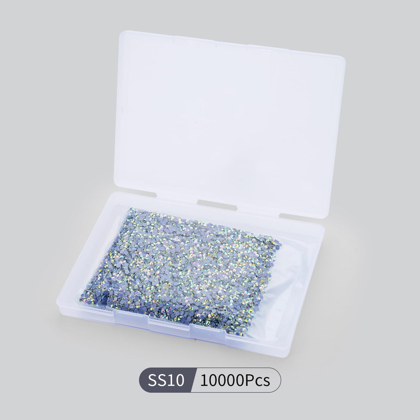 10000PCS Crystal AB Hotfix Rhinestones Bulk, Glass Crystal Hot Fix Rhinestones for Crafts Clothes DIY Decoration, SS10, 2.7-2.9mm