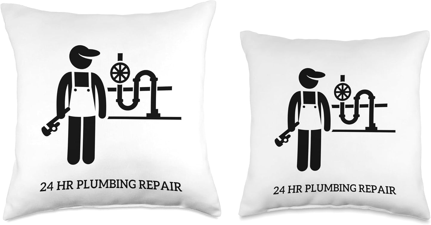Adler 24 HR Plumbing Repair Throw Pillow, 16x16, Multicolor Design