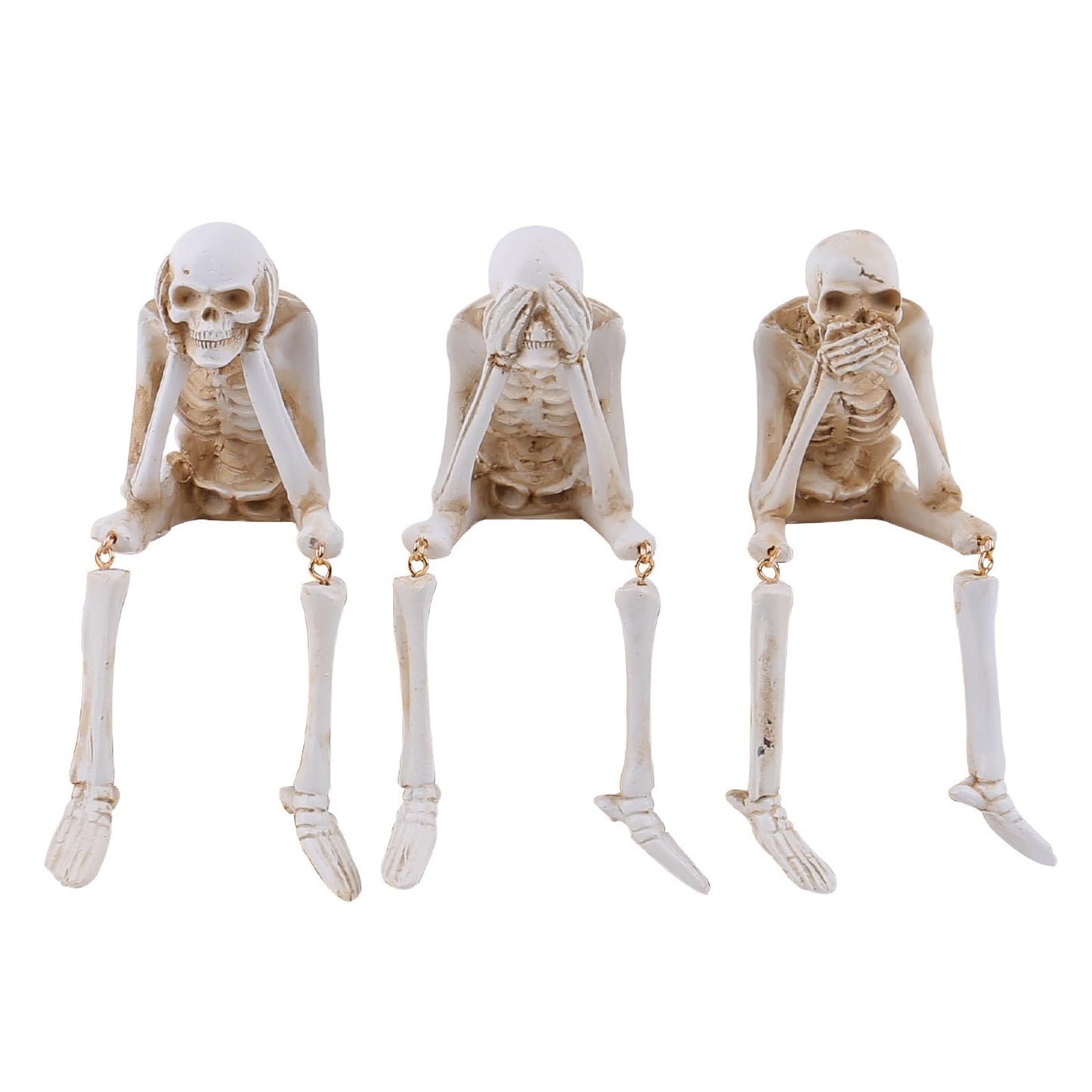 Arcticbird Set of 3 Halloween Skeleton Statues, See Speak Hear No Evil Halloween Skeleton Decorations, for Graveyard, Haunted House, Hallo-ween Decorations for Indoor and Outdoor