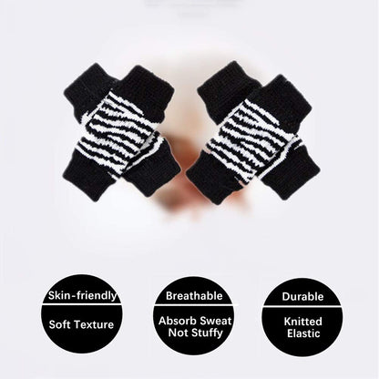 ROZKITCH 4PCS Dog Elbow Protector, Cheetah Leg Warmer Elbow Wrap, Leg Sleeve to Stop Licking, Pet Elastic Knitted Breathable Protective Socks for Chihuahua, Yorkshire Terrier Black M