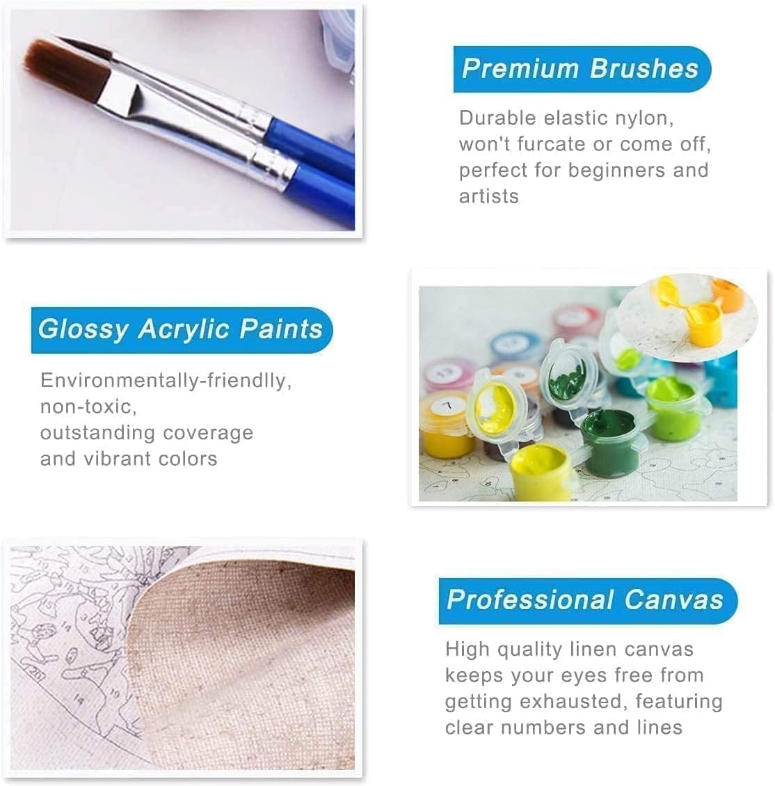 Paint by Numbers for Adults and Kids Beginner, 3 Pack Flower Sloth Painting by Number Kits On Canvas, Number Artist Paint by Number Kit DIY Acrylic Paints, Home Wall Decor Gift 12X12 inch