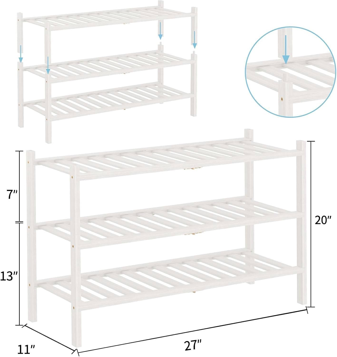 2 Closet RONGJlA Tier Bamboo Shoe Rack for Free Standing Wood Shoe Shelf Storage Organizer for Entryway Small Space