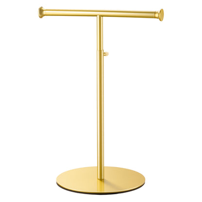 niffgaff 2 Pack 15‘’-24‘’ T Bar Purse Display Stand Tabletop: Adjustable Height Handbag Holder, Countertop Hanging Rack for Long Necklace Scarf Lanyard, Gold