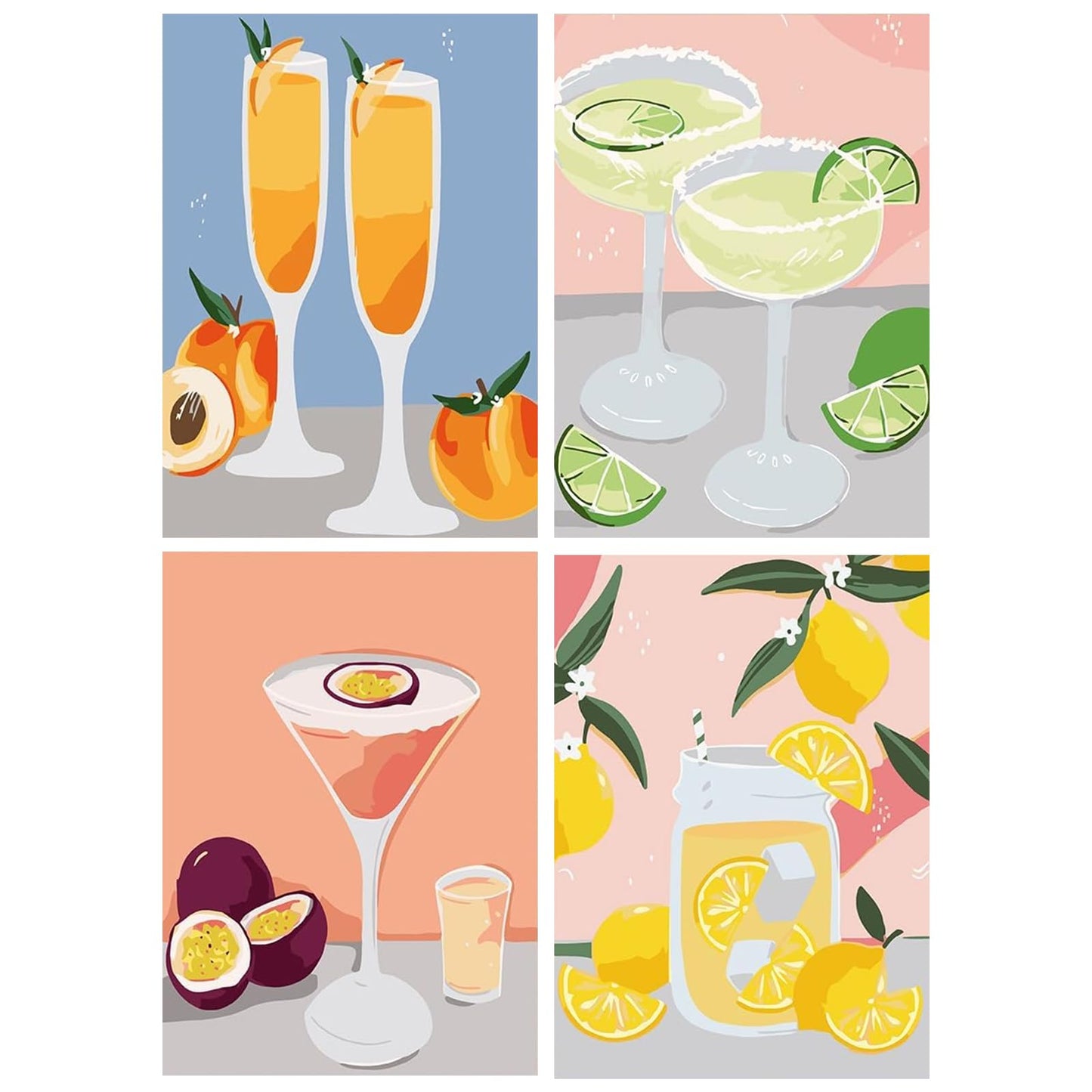 Yeaqee 4 Pcs Diamond Art Kits DIY Painting for Adult Aesthetic Wall Diamond Crafts Aesthetic Room Decor Cute Painting Pictures 5d Craft Wall Decor for Home 10 x 11.8''(Cocktail Glass)