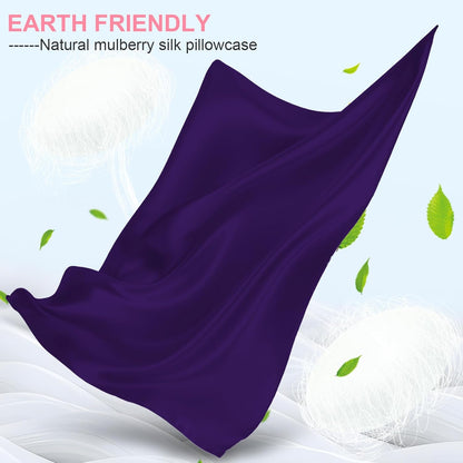 Mulberry Silk Pillowcases by Skiennix - 2 Pack Queen Size with Hidden Zipper | Soft, Breathable & Cooling for Hair and Skin - Purple