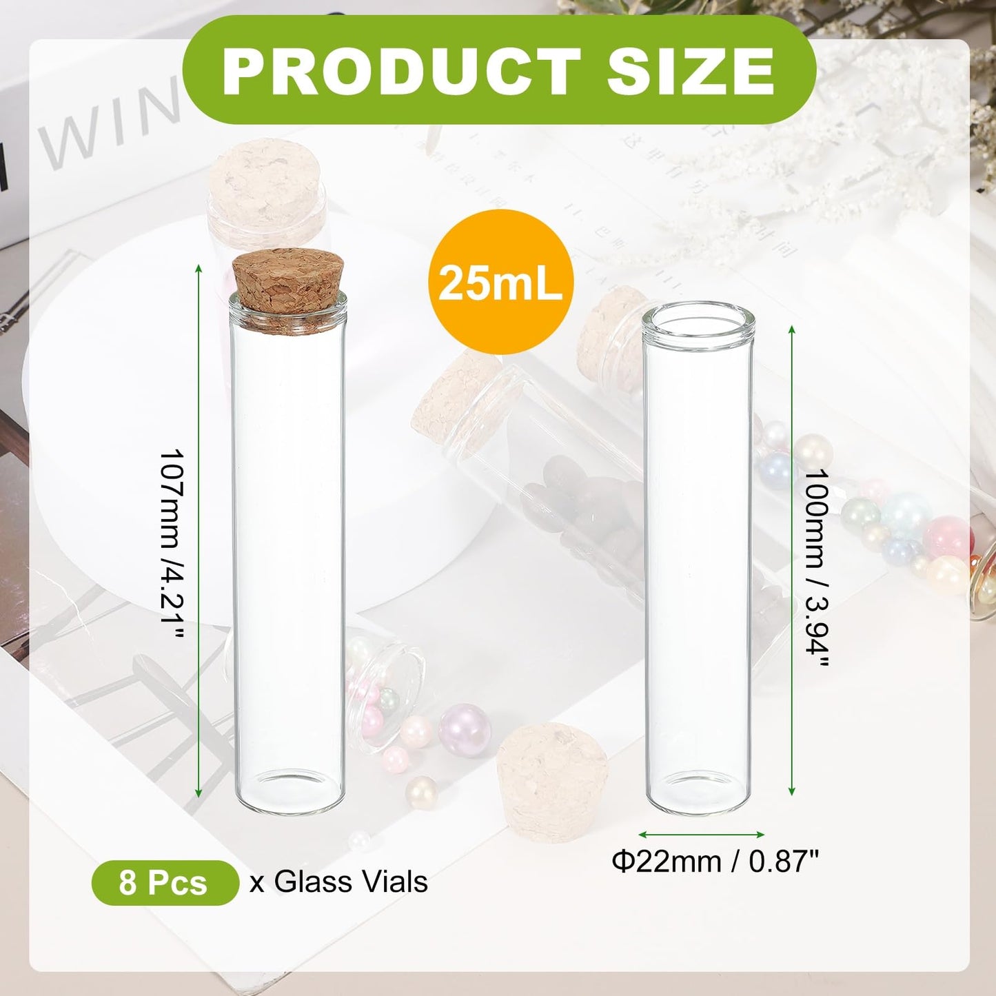 uxcell 8Pcs Mini Glass Bottles with Cork Stoppers, 30ml Small Clear Bottles Glass Empty Jars Vials for DIY Crafts Party Wedding Decor Favors