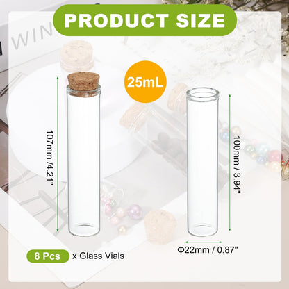 uxcell 8Pcs Mini Glass Bottles with Cork Stoppers, 30ml Small Clear Bottles Glass Empty Jars Vials for DIY Crafts Party Wedding Decor Favors