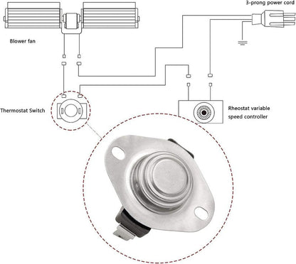BoyoTec Wood Stove Thermostat Switch, Fireplace Blower Fan Thermal Switch, Snap Disc Temp Control (100°F ON and 85°F Off), Snap Disc Thermostat Switch