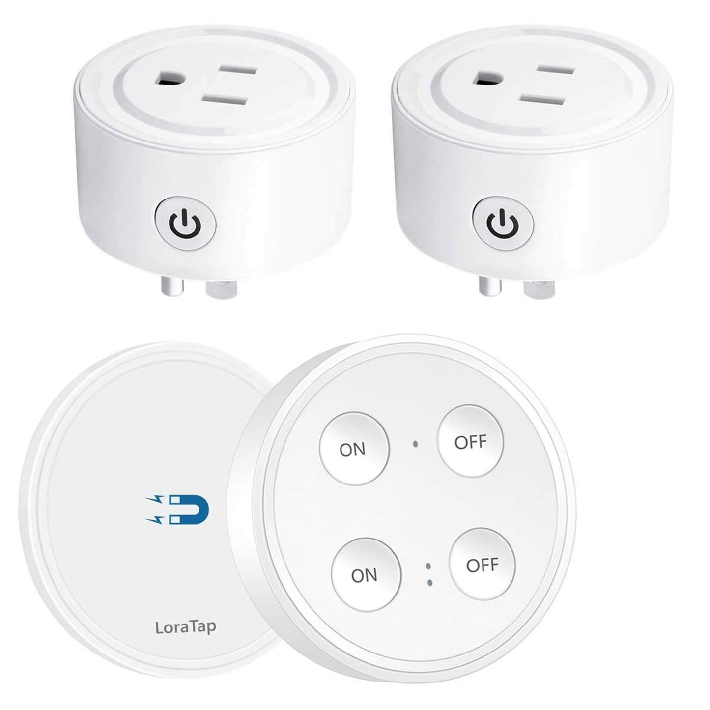LoraTap Mini Remote Control Outlet Plug Adapter, 656ft Range Wireless Light Switch for Household Appliances, No Hub Required, 10A/1100W, White