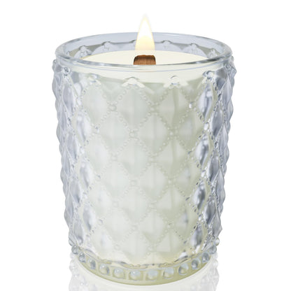 M&SENSE 16.6oz Wood Wick Scented Candle, Non Toxic Soy Wax with Crackling Wick, Creamy Vanilla Pie Scent 100H Burn Long Lasting for Bedroom Kitchen Home Decor, Housewarming Gifts for Family Friends