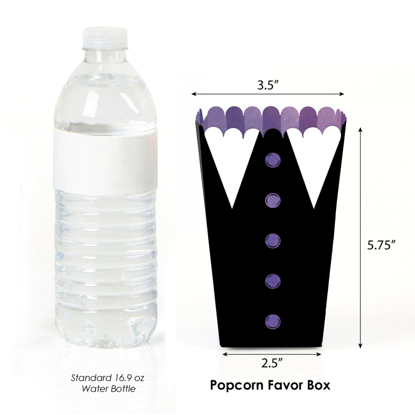 Big Dot of Happiness Goth Girl Popcorn Boxes, Black and Purple Halloween or Gothic Birthday Party Favor Treat Boxes - Set of 12