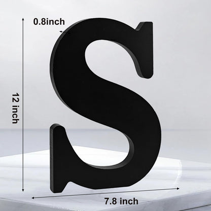 AOCEAN 12 inch Black Wood Letters Unfinished Wood Letters for Halloween Decorative Standing Letters Slices Sign Board Decoration for Craft Home Party Projects (S)
