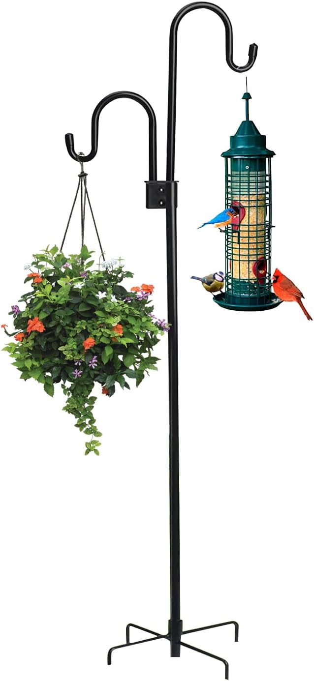 76 Inches Shephard Hooks Outdoor for Lanterns Double Hooks Heavy Duty Shepherd Stand Plant Hanger Yard Hooks for Solar
