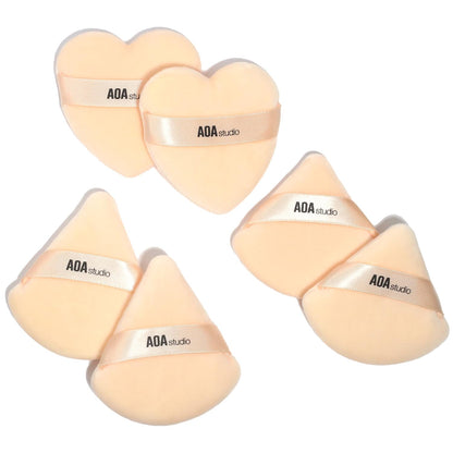 AOA Studio Velvet Puffs Makeup Puff Set of 6 Loose Powder Body Powder, Velour Makeup Blender Sponge Foundation Blending Sponges Set Beauty Makeup Tools(Black/Peach)