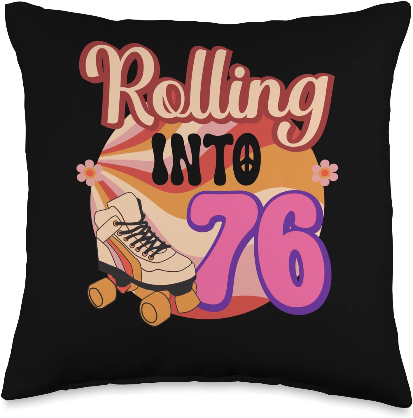 In-line Skates Throw Pillow, 16x16, Multicolor Rolling Into 76 Towards 1950