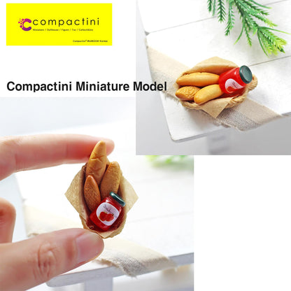 COMPACTINI Miniature 6P Set Model 1:12 Scale Set Dollhouse Accessories Picnic Miniature Bakery Baguette Bread Jam Basket Miniature Doll Party Play Accessories