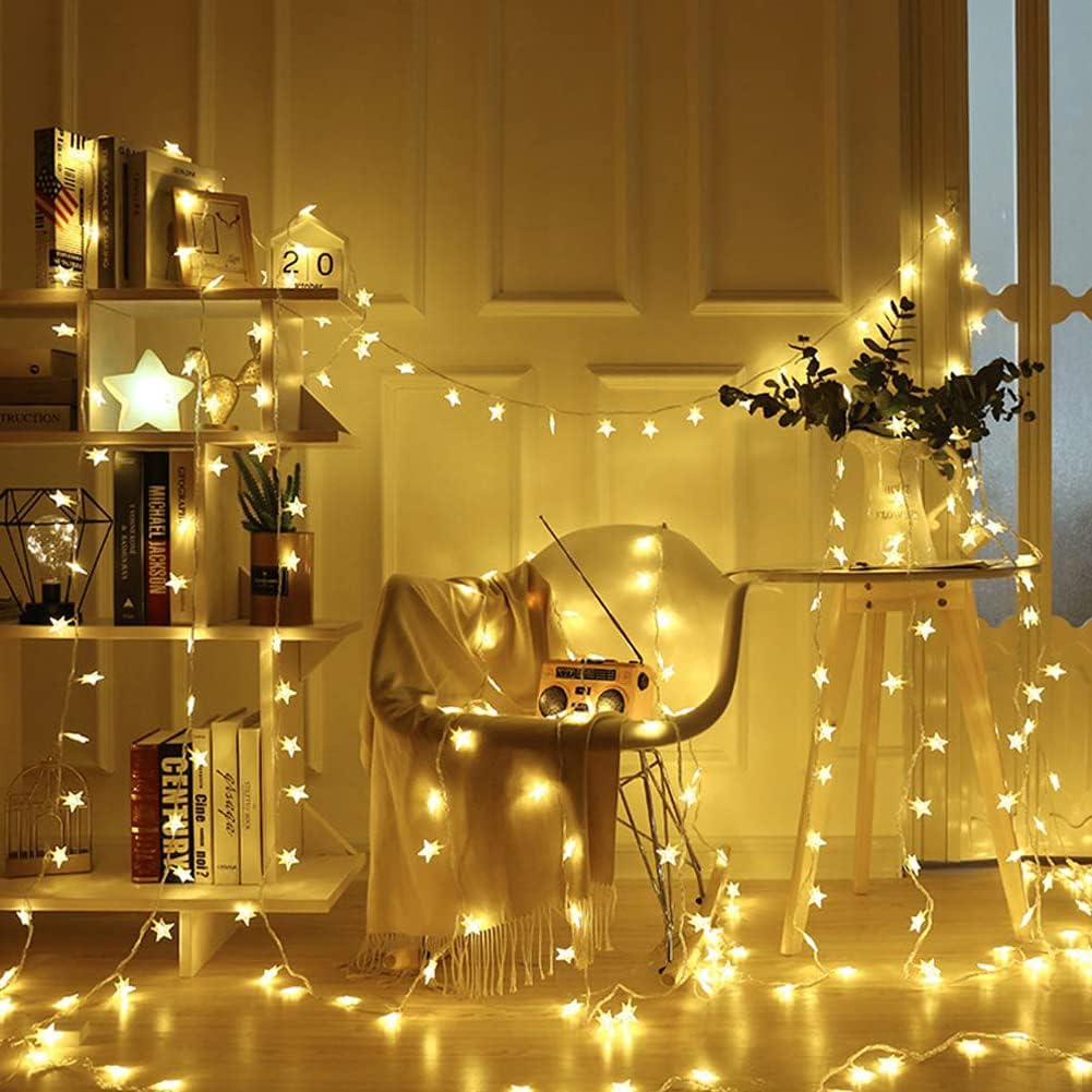 50 25 8 Star String Lights LED ft Waterproof Christmas Fairy Lights Modes Star Twinkle Fairy Lights Battery Operated