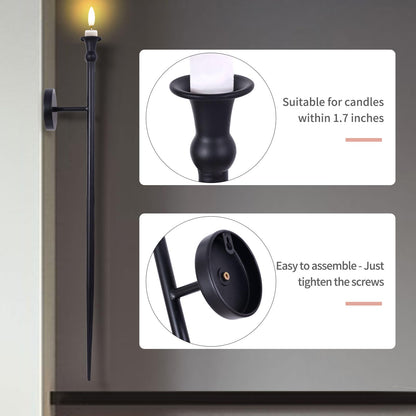 Candle Sconces Long Wall Candle Holder - 33" H Set of 2 Black Long Wall Candle Sconce Retro Chic Wall Sconces Candle Holder Decoration for Dining Room, Living Room, Office, Bathroom