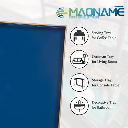 15.7 11.8 1.57" MAONAME Royal Blue Serving Tray with Handles, Rectangular Decorative Tray, Modern Coffee Table Trays