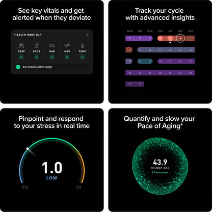 WHOOP Peak – 12-Month Membership – 5.0 Health and Fitness Wearable – 24/7 Activity and Sleep Tracker with Heart Rate, HRV, Stress Monitor, Personalized Coaching, Healthspan – 14+ Days Battery Life