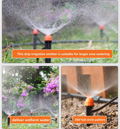 Yulaiyoen 1/4" Drip Irrigation Emitters, 30 Pack Automatic Spray Emitters, 360 Degree Drip Irrigation Parts