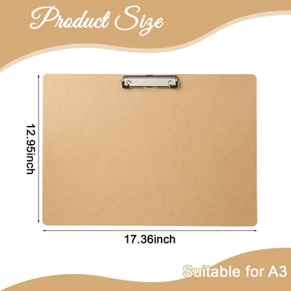 6 Pcs Large Size Clipboard Set, 11x17 Wooden Horizontal Clipboard with Low Profile Clips for Drawing, Sketching, and Art Boards