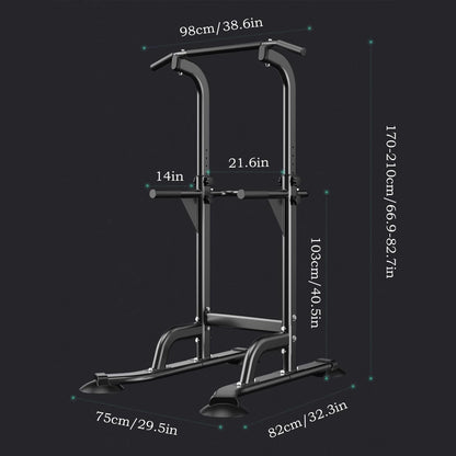 Power Tower Pull Up Bar Adjustable Dip Bar Workout Station Muscle Building For Home Gym Strength Training Equipment 1300lbs Weight Capacity