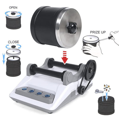 Zcvtbye Rock Tumbler Kit,Rock Polisher for Kids & Adults,Includes 2 Belts,Bag of Rough Stones,4 Coarse Grinding,Finely Ground,Polishing Grits