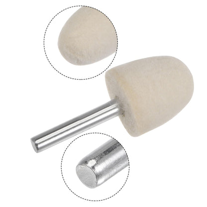 HARFINGTON 10pcs Wool Felt Mounted Mandrel Points 25mm Head 1/4 Inch Shank Conical Polishing Bits Burrs Felt Polishing Buffing Wheel for Rotary Tool
