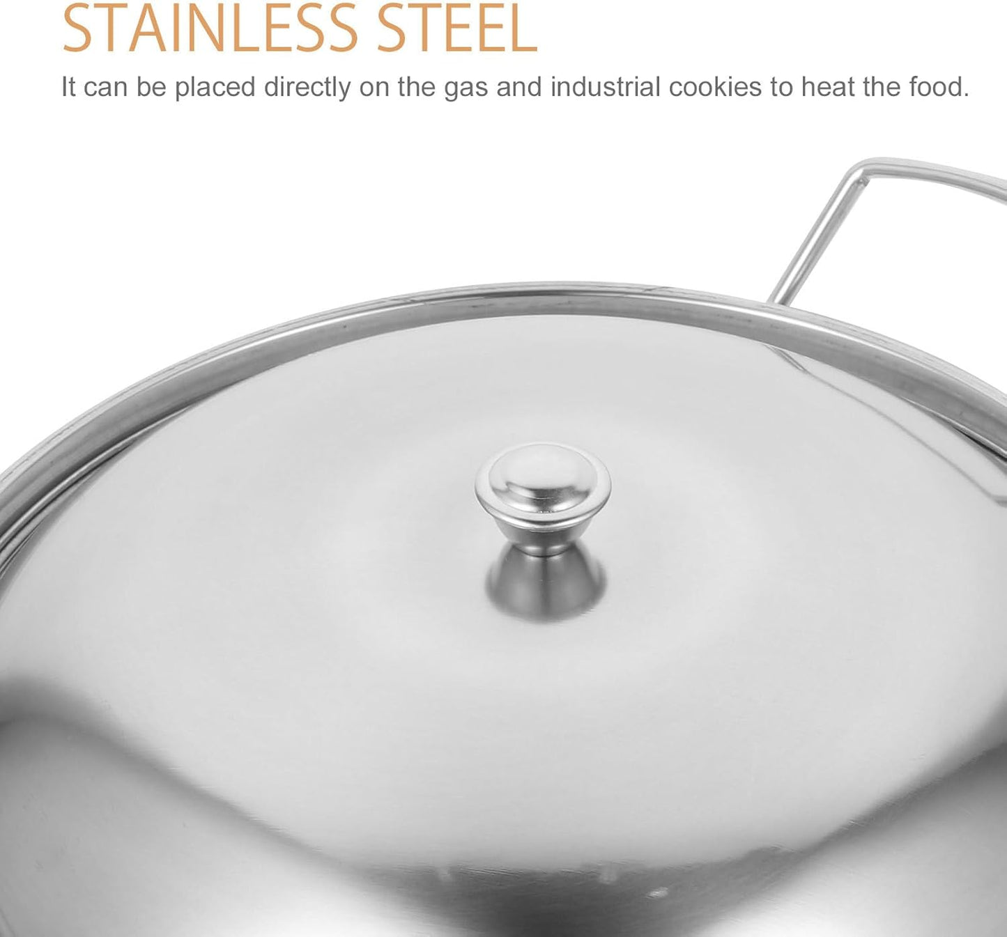 Hemoton 1 Set Stainless Steel Pot with Lid, Stockpot, Wok, Frying Pan, Kitchen Supply Dish