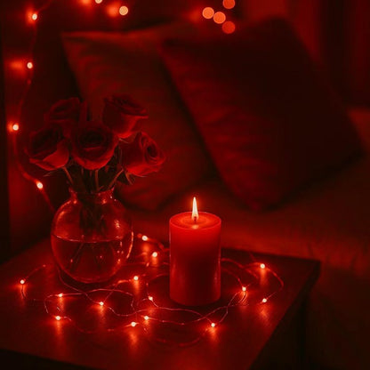 2 Pack Total 200 LED Fairy Lights Battery Operated String Lights with Remote & 8 Modes, 33FT Waterproof Copper Wire Battery Powered Twinkle Lights for Outdoor Christmas Parties Decoration Red
