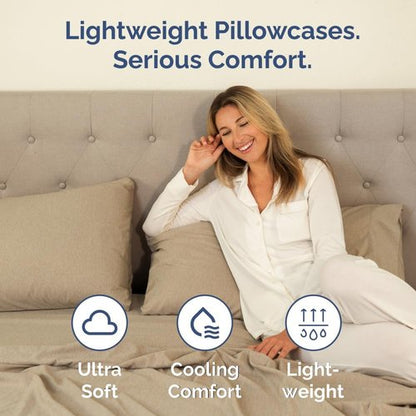 King Pillow Cases by Luxurious Home | Ultra Soft Hotel Quality - Wrinkle Free & Fade Resistant - 4 Piece Set in Heathered Tan