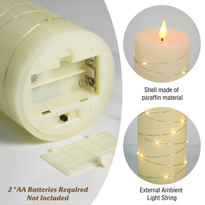 Homwamee 3 Pcs Flameless Candles with Remote Control, Battery Operated Candles LED Pillar Candle with Timer, 4'' 5'' 6'' Candles Set of 3 Pack for Wedding Centerpieces Holiday Table Home Decorations