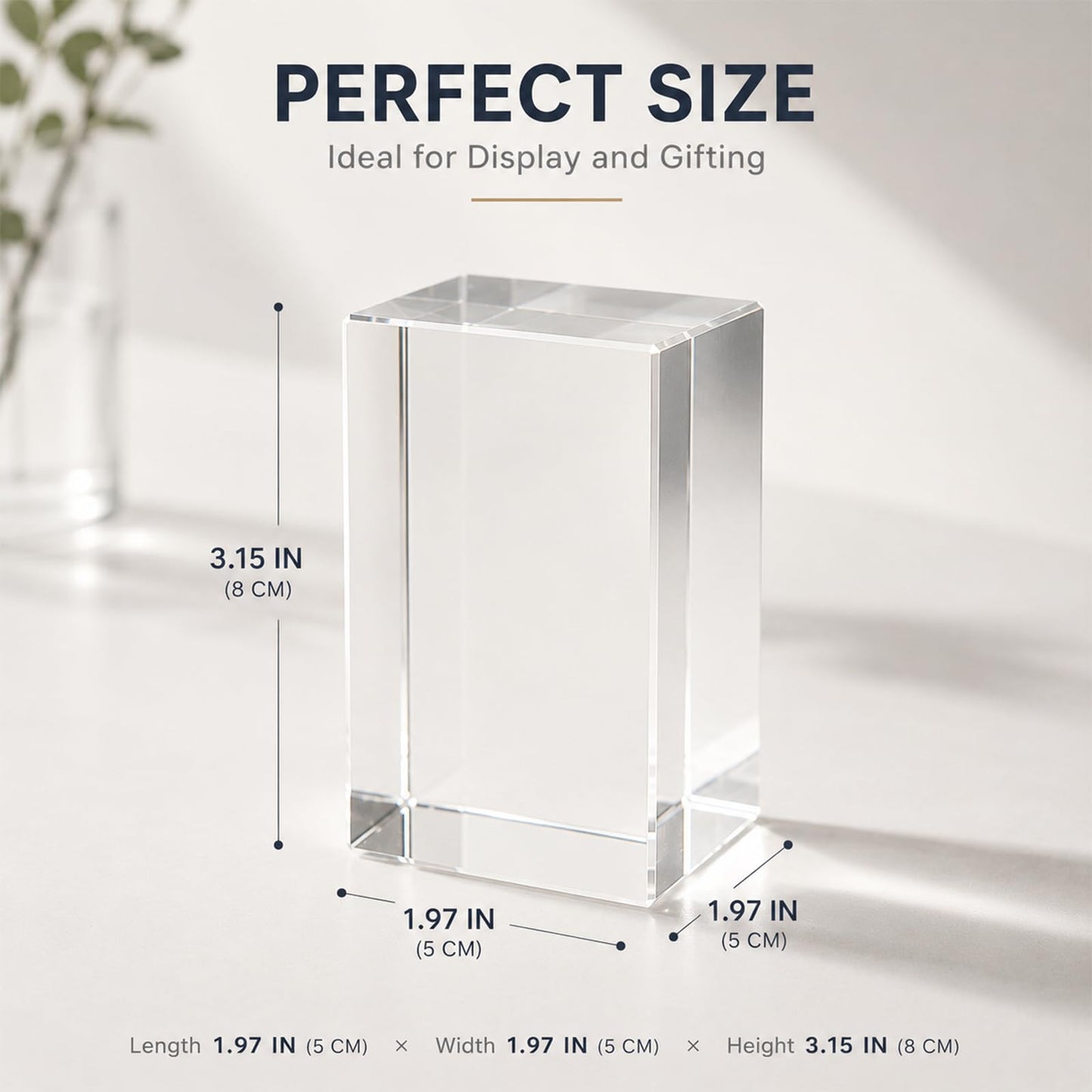 1 Pack K9 Crystal Blank Blocks for 2D & 3D Laser Engraving, 1.97 x 1.97 x 3.15 Inches Clear Glass Cubes for Subsurface Photo Gifts, Professional Grade Crystal Blanks for DIY Custom Awards