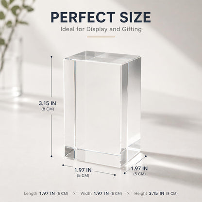 1 Pack K9 Crystal Blank Blocks for 2D & 3D Laser Engraving, 1.97 x 1.97 x 3.15 Inches Clear Glass Cubes for Subsurface Photo Gifts, Professional Grade Crystal Blanks for DIY Custom Awards