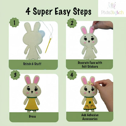Pixiestytch Sewing Kit for Kids - Sew & Create 6 Adorable Stuffed Animal Projects - Fun DIY Craft Set for Ages 6 and up - Educational & Creative Sewing Kit for Girls & Boys - Gift for Young Crafters