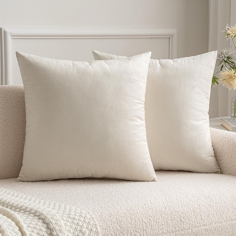 MIULEE Pack of 2 Soft Solid Decorative Square Throw Pillow Covers, Christmas Cushion Case for Couch, 16x16 Inch