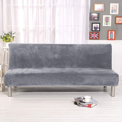 ele ELEOPTION Armless Sofa Slipcover, Stretch Velvet Futon Cover Protector, Modern Simple Folding Couch Cover