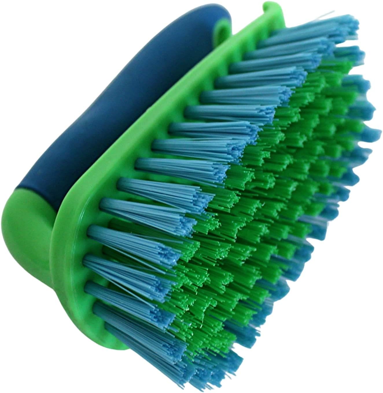 Dependable Industries Inc. Essentials Scrub Brush, Heavy Duty Rubber Grip for Bathroom and Carpet Cleaning, 2 Pack