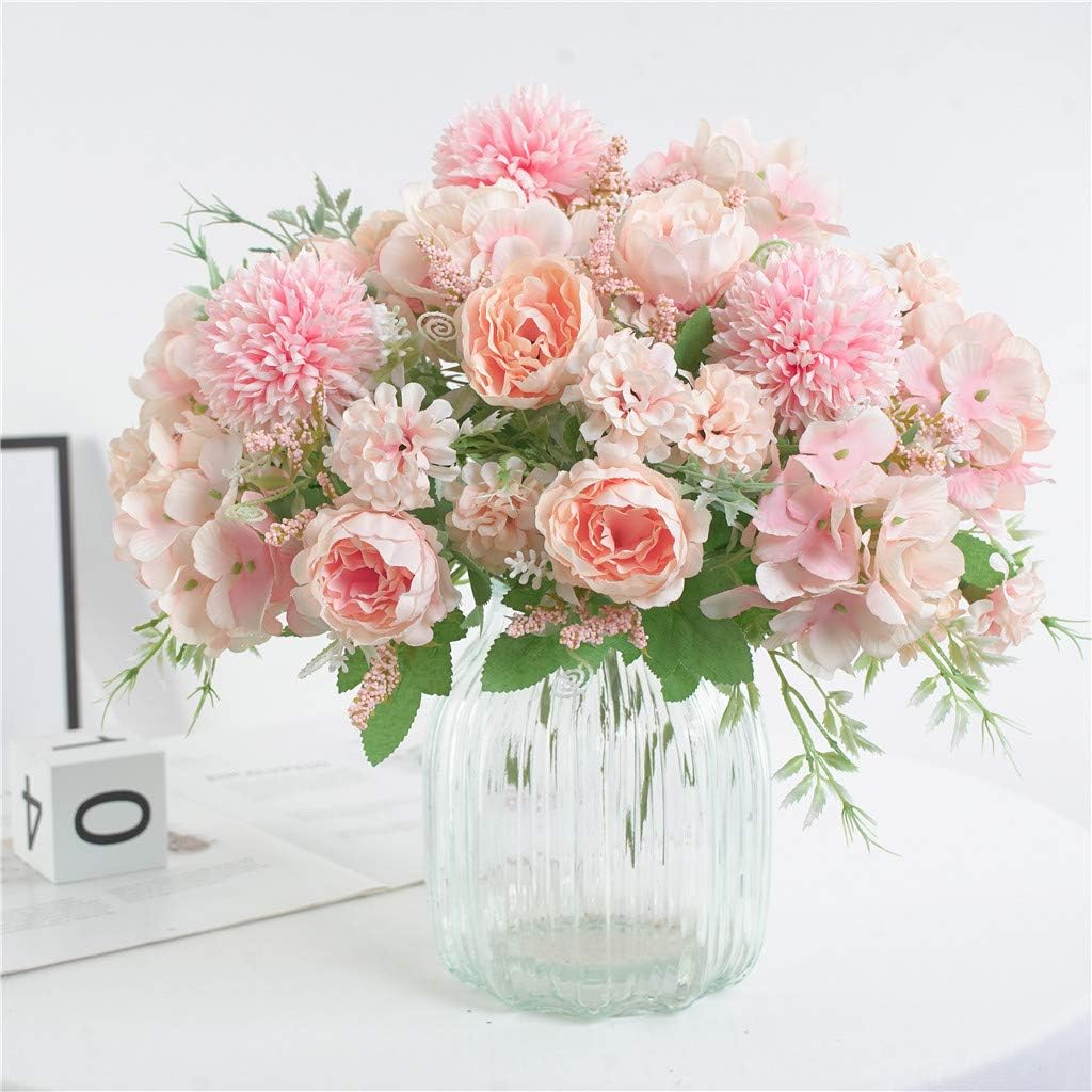 OHYGGE Tribe Glare Artificial Flower Silk Peony Bouquets, Set of 2 Hygrangea Carnations for Table Wedding Home