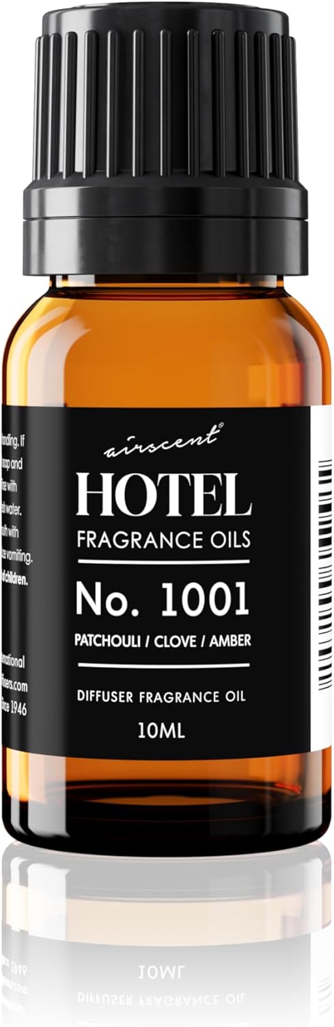 AirScent Hotel Diffuser Oil No. 1001 - Premium Patchouli Clove Amber Fragrance - 10 mL Glass Dropper Bottle
