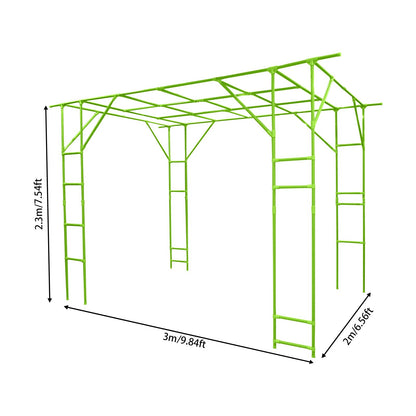 118'' L x 79'' W x 90'' H Grape Trellis, Garden Arch Trellis for Climbing Plants Outdoor, Metal Walkway Arbor Pergola for Backyard Decoration, Large Plant Stand for Vegetable Fruit, Green