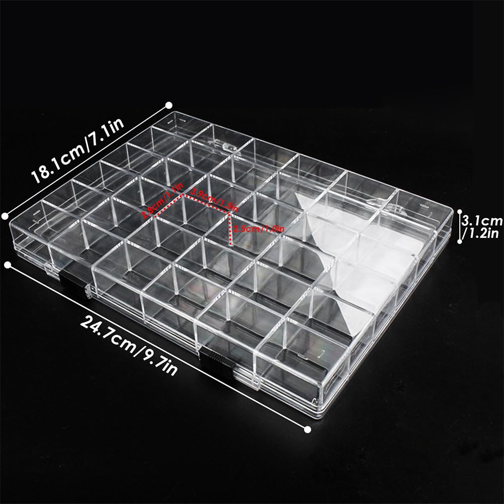 Chemlliy 36 Grids Clear Plastic Organizer Box, Craft Storage Container for Beads Organizer, Art DIY, Crafts Jewelry Storage, Fishing Tackles, Rock Collection, 2 Pack