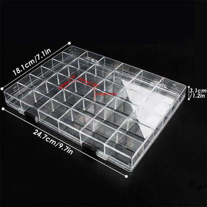 Chemlliy 36 Grids Clear Plastic Organizer Box, Craft Storage Container for Beads Organizer, Art DIY, Crafts Jewelry Storage, Fishing Tackles, Rock Collection, 2 Pack