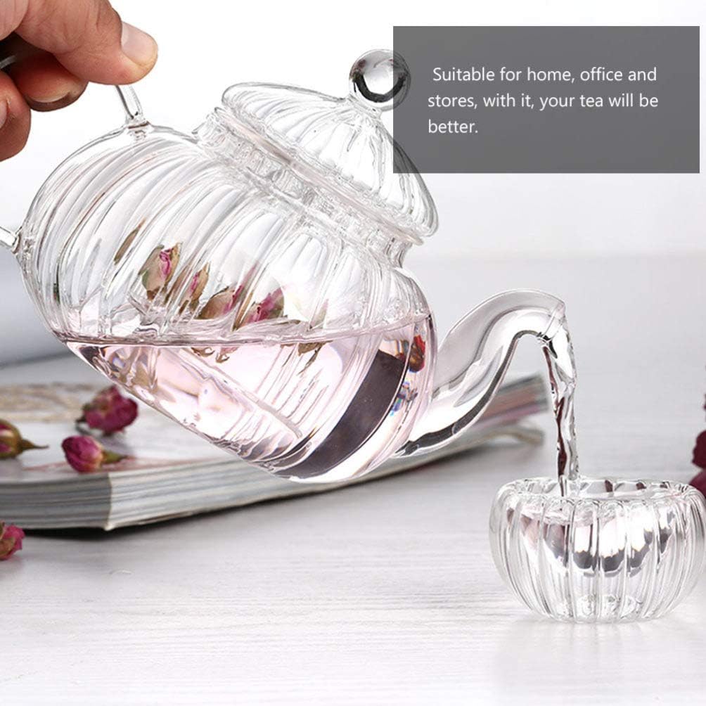Glass Teapot with Infuser, Loose Leaf and Blooming Tea Maker, Stovetop Safe Kettle