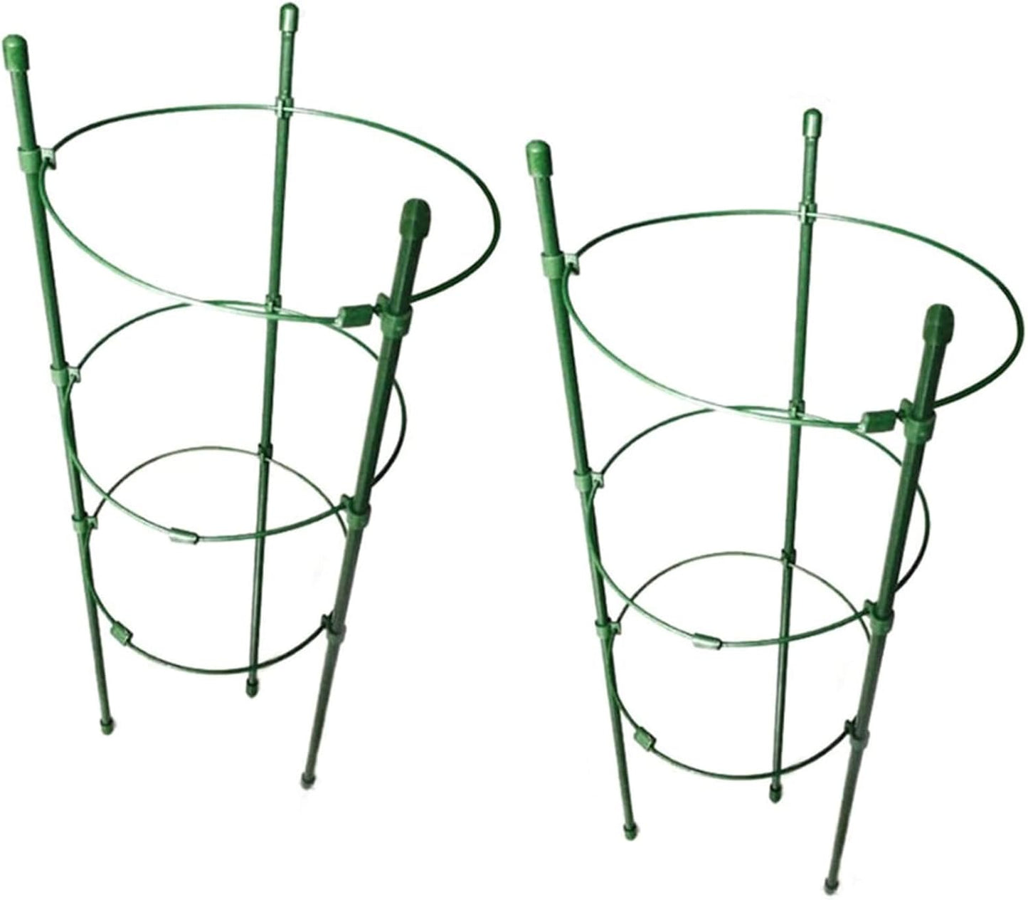 Orgrimmar 17.7" Balcony(Pack 2) Vine Trellis Support Flowers Plants Cage Triple Plastic Pillar with Iron Rings Vine